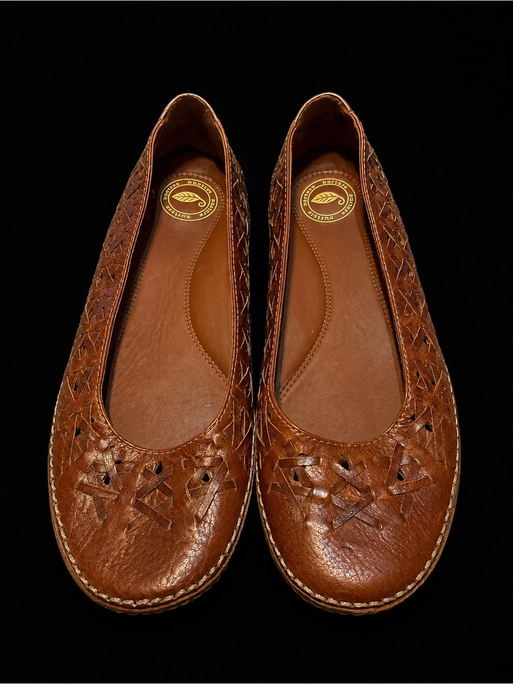Leather Nurture Women’s Brown Woven Ballet Flats SZ 7 - Picture 1 of 5